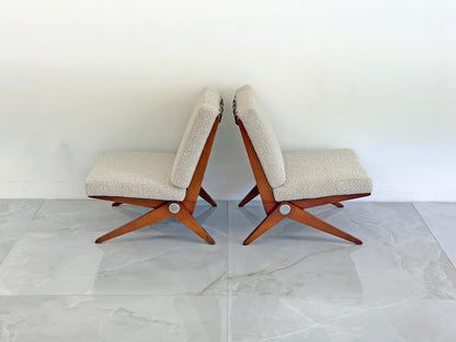 Pierre Jeanneret Scissor Lounge Chairs, Knoll, 1965, Original Cushions Included