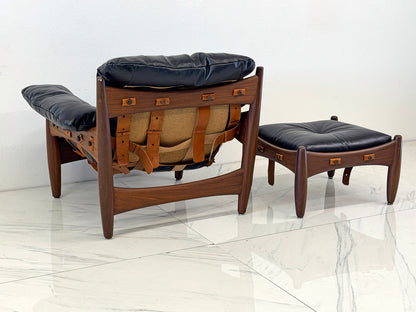 Sergio Rodrigues Mole / Sheriff Chair and Ottoman, Jacaranda, Leather, 1960's