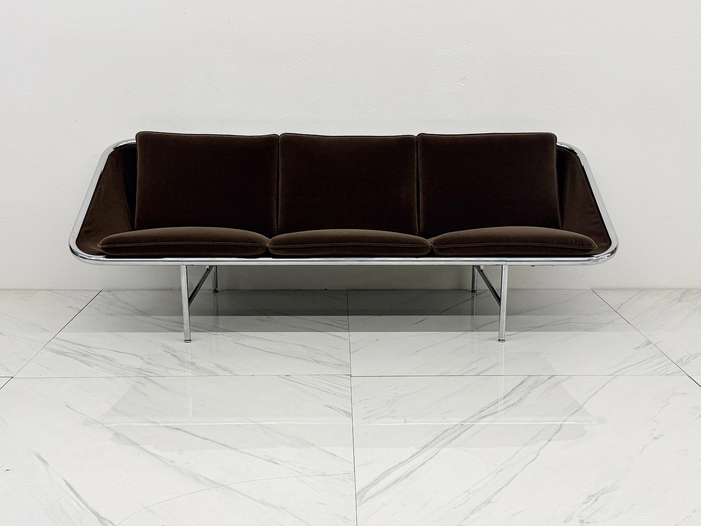 Rare George Nelson for Herman Miller Sling Sofa, Model 6832 in Chocolate Rohleder Velvet