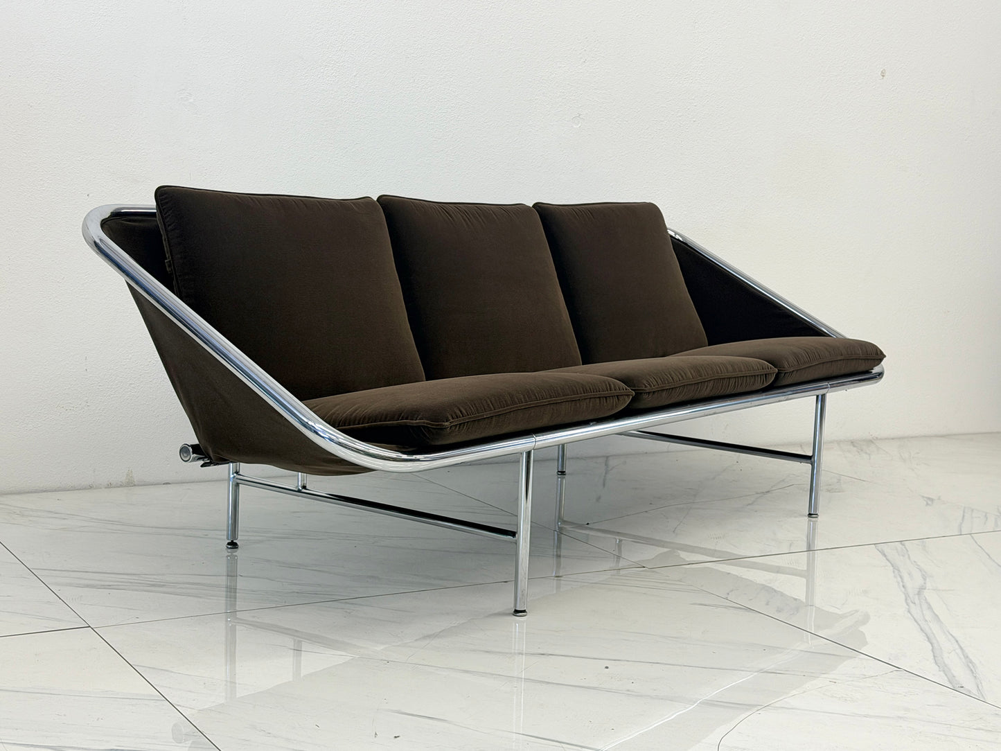 Rare George Nelson for Herman Miller Sling Sofa, Model 6832 in Chocolate Rohleder Velvet