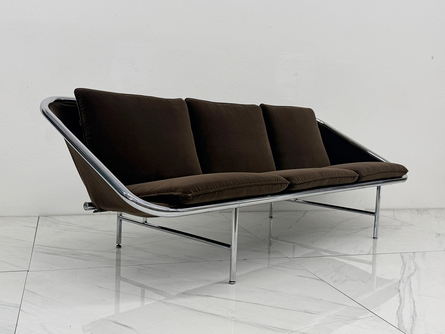 Rare George Nelson for Herman Miller Sling Sofa, Model 6832 in Chocolate Rohleder Velvet