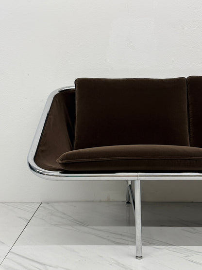 Rare George Nelson for Herman Miller Sling Sofa, Model 6832 in Chocolate Rohleder Velvet