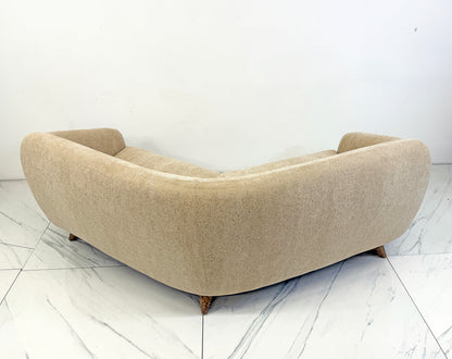 Vladimir Kagan Wide Angle Tangent Sofa, Model 506 In Tan Chenille