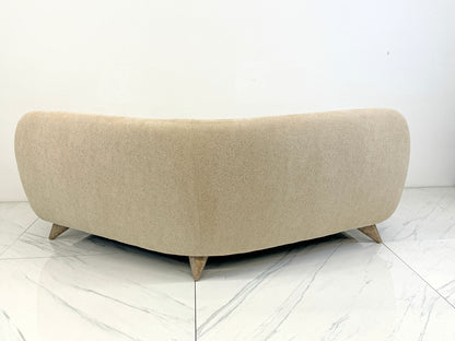 Vladimir Kagan Wide Angle Tangent Sofa, Model 506 In Tan Chenille