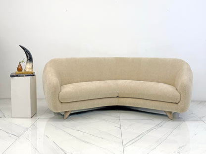 Vladimir Kagan Wide Angle Tangent Sofa, Model 506 In Tan Chenille