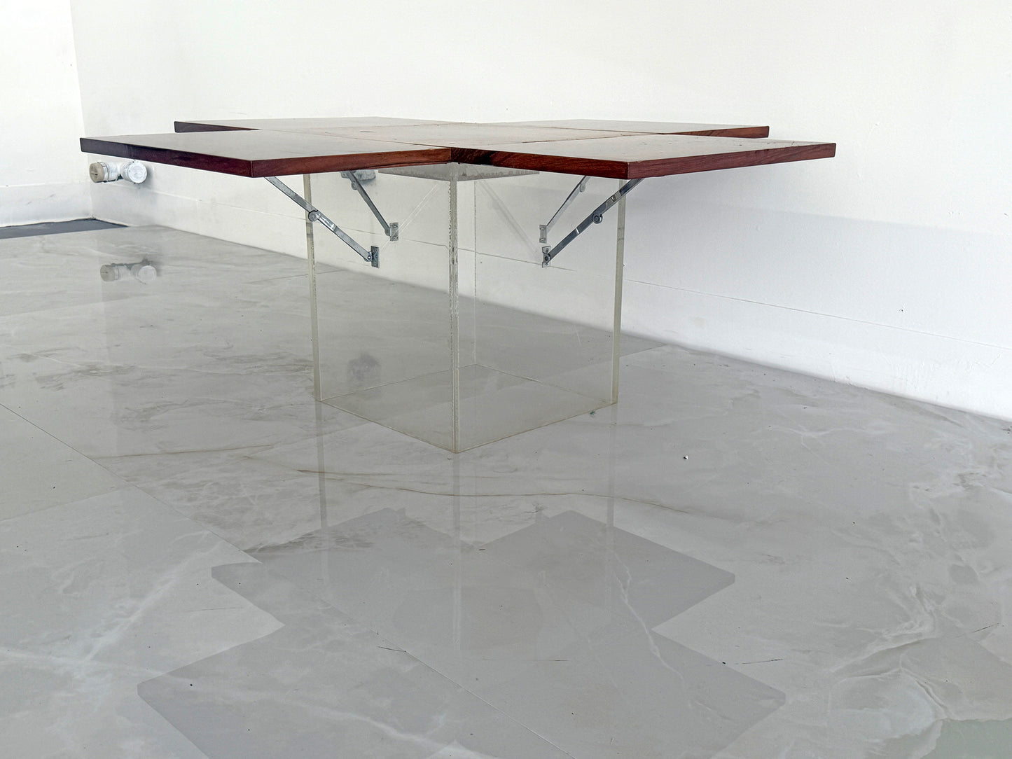 Rare Rosewood & Lucite Tic-Tac-Toe Expandable Coffee Table by Vladimir Kagan, 1960's
