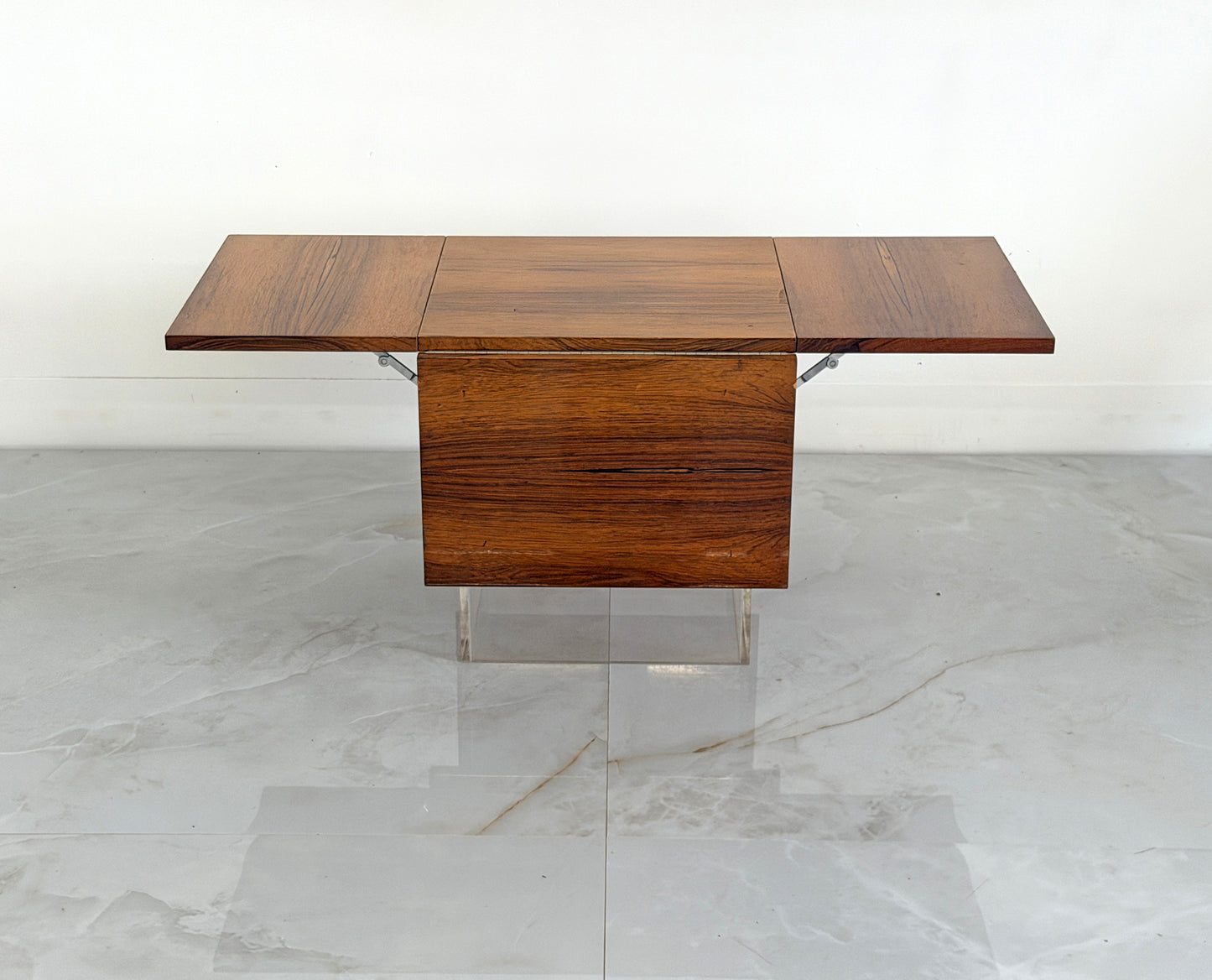 Rare Rosewood & Lucite Tic-Tac-Toe Expandable Coffee Table by Vladimir Kagan, 1960's