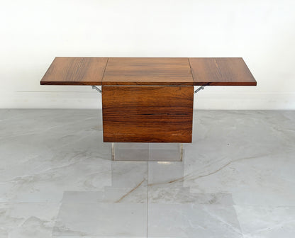 Rare Rosewood & Lucite Tic-Tac-Toe Expandable Coffee Table by Vladimir Kagan, 1960's