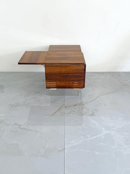 Rare Rosewood & Lucite Tic-Tac-Toe Expandable Coffee Table by Vladimir Kagan, 1960's