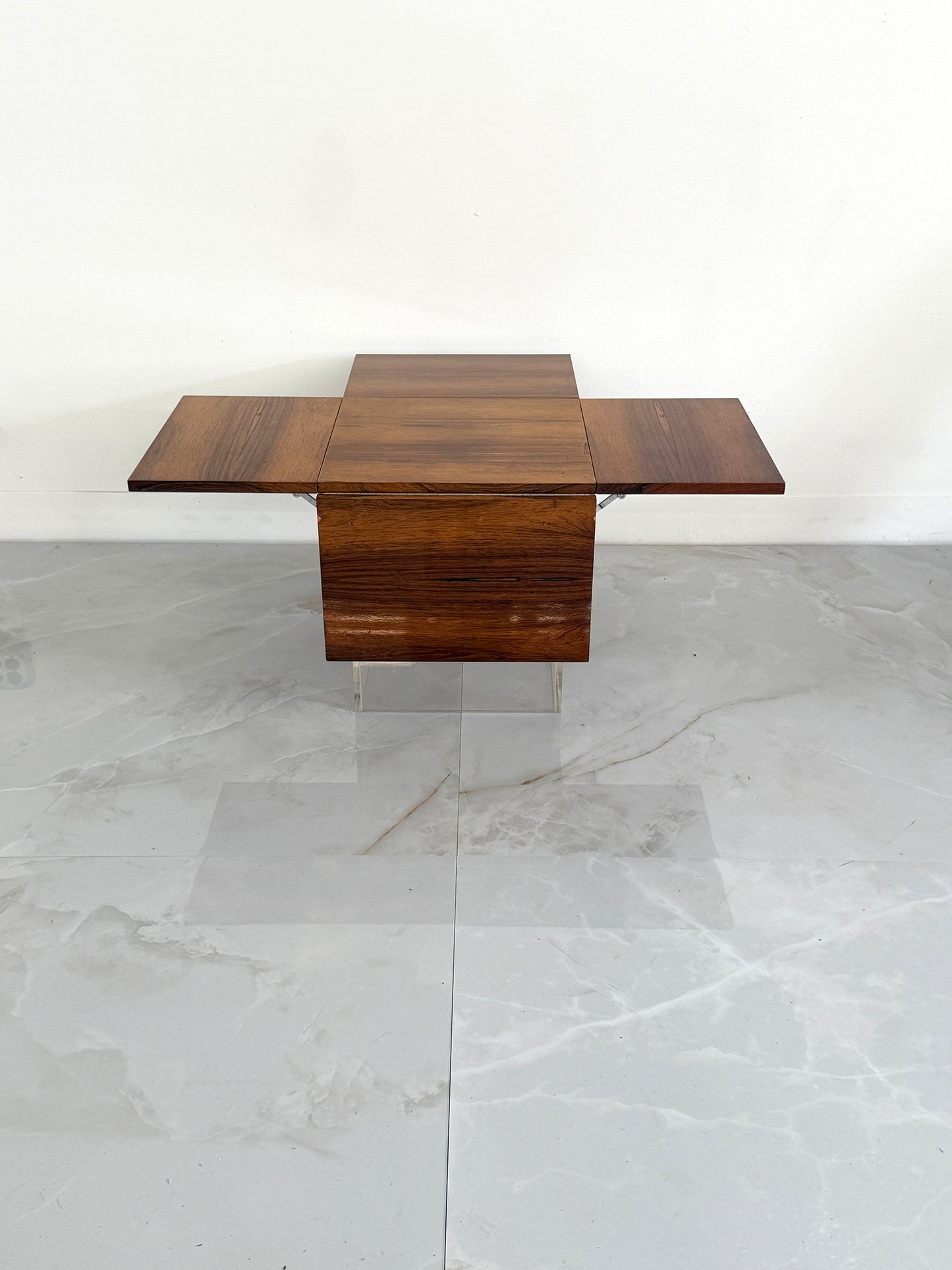 Rare Rosewood & Lucite Tic-Tac-Toe Expandable Coffee Table by Vladimir Kagan, 1960's