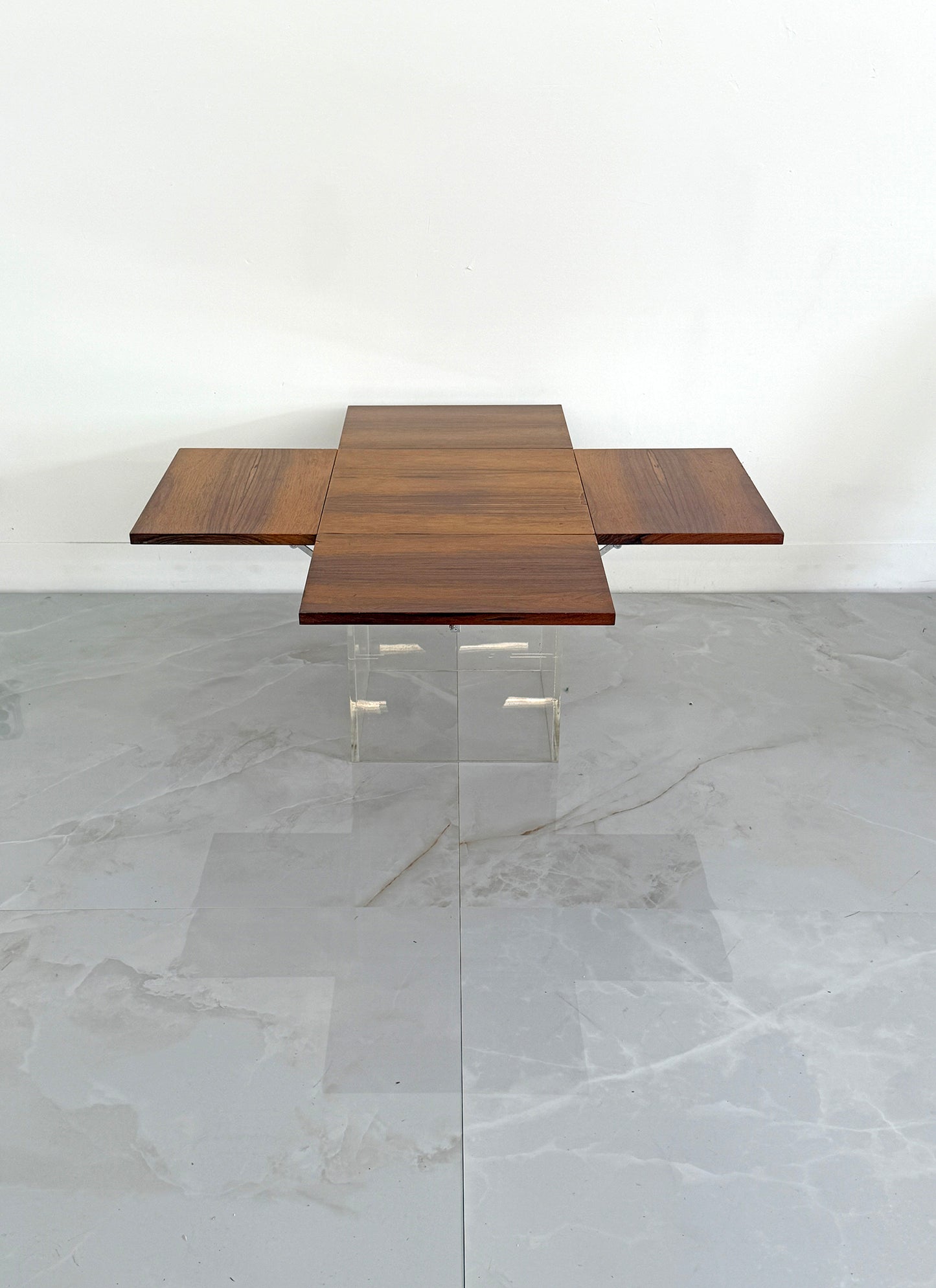 Rare Rosewood & Lucite Tic-Tac-Toe Expandable Coffee Table by Vladimir Kagan, 1960's