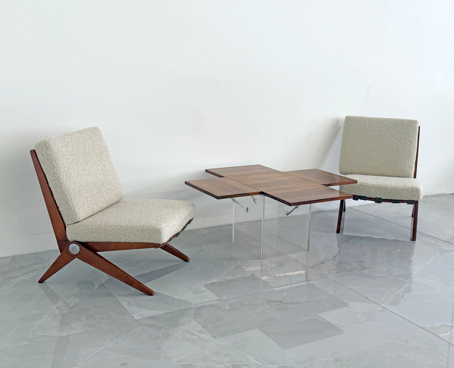 Rare Rosewood & Lucite Tic-Tac-Toe Expandable Coffee Table by Vladimir Kagan, 1960's