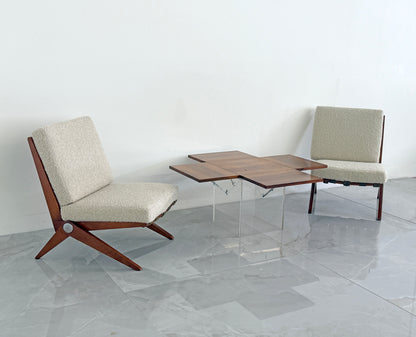 Rare Rosewood & Lucite Tic-Tac-Toe Expandable Coffee Table by Vladimir Kagan, 1960's