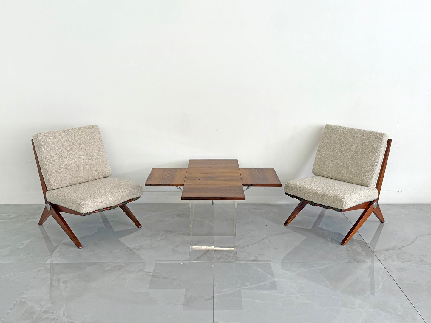 Rare Rosewood & Lucite Tic-Tac-Toe Expandable Coffee Table by Vladimir Kagan, 1960's