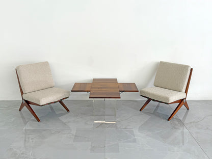 Rare Rosewood & Lucite Tic-Tac-Toe Expandable Coffee Table by Vladimir Kagan, 1960's