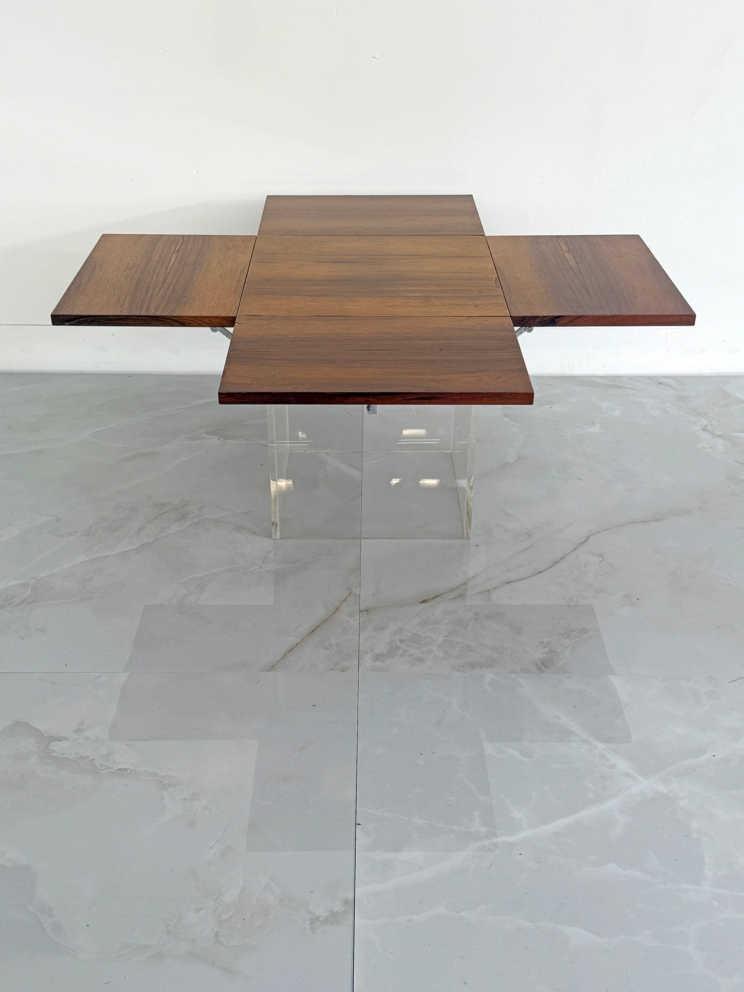 Rare Rosewood & Lucite Tic-Tac-Toe Expandable Coffee Table by Vladimir Kagan, 1960's