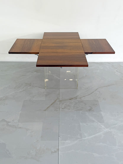 Rare Rosewood & Lucite Tic-Tac-Toe Expandable Coffee Table by Vladimir Kagan, 1960's