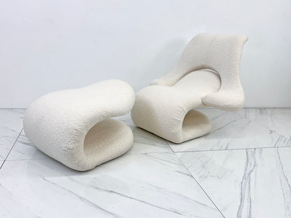 Vittorio Introini Relax Armchair & Footrest, Belgian Boucle, Felice Rossi, 1978